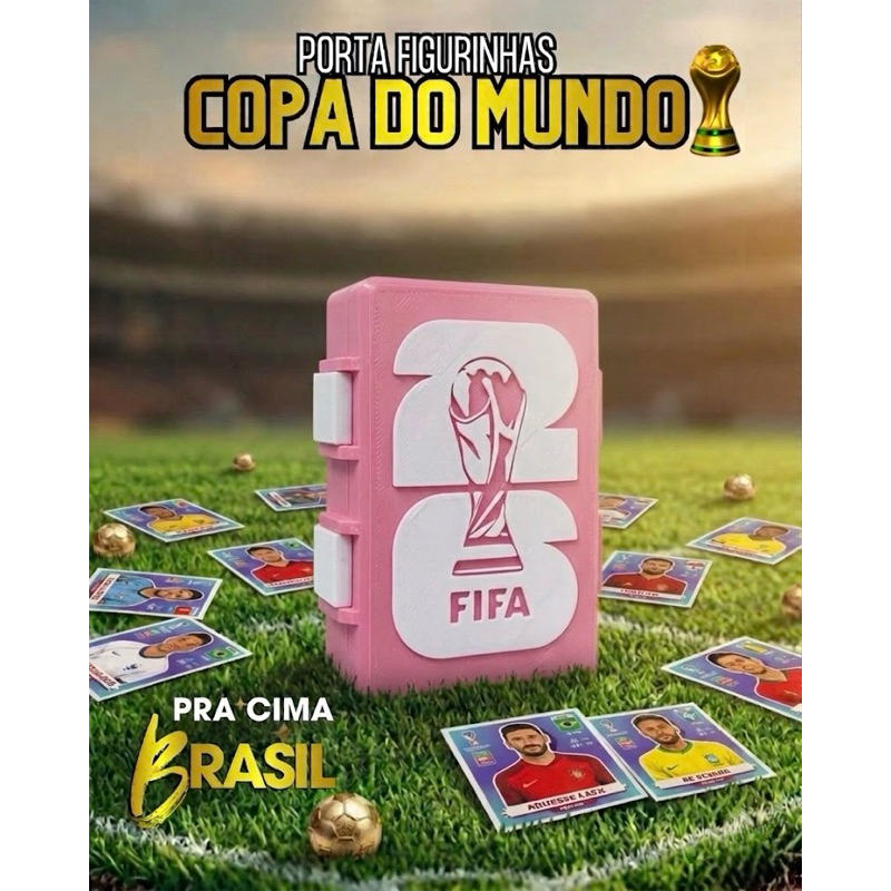 ⚽ PORTA FIGURINHAS PERSONALIZADO COPA DO MUNDO 2026 FIFA ROSA⚽