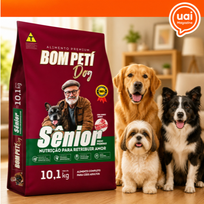 Ração Cachorro Adulto Raças Pequenas 10Kg Bom Peti Sênior Premium Carne