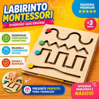 Labirinto Painel Sensorial Madeira Brinquedo Educativo Autismo TEA Montessori Infantil