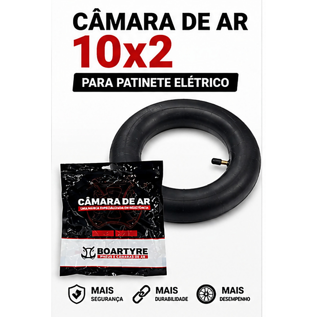 1 Câmara De Ar Pneu 10x2.5 bico reto Patinete Elétrico Hoverbord Válvula Reta Reforçada