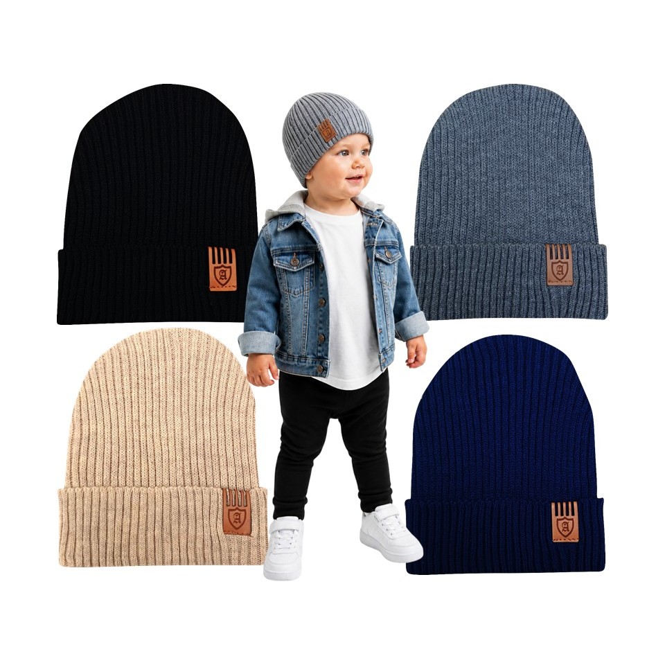 Touca De Frio Gorro Bebê Infantil Beanie Estilo  menino  Unissex preto varias cores e modelos Boina