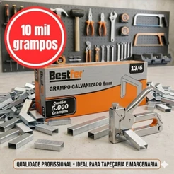Grampos 13/6 6mm galvanizados de metal para grampeador manual e tapeçaria