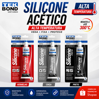 Silicone Tekbond Alta Temperatura 50g Vedação Motores Escapamento Original - Vermelho Preto ou Cinza