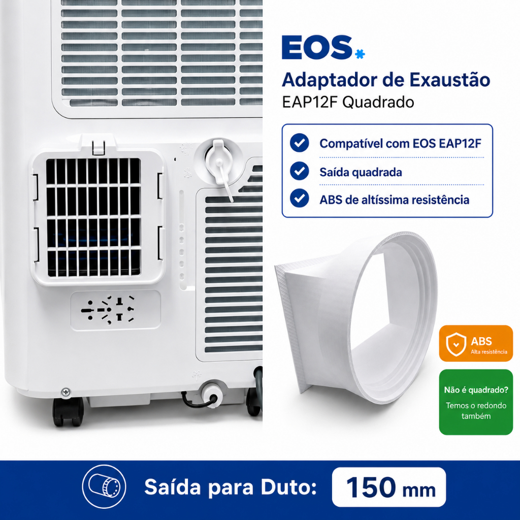 Suporte Adaptador Exaustão Ar Condicionado Portátil EOS EAP12F Quadrado Duto 150mm