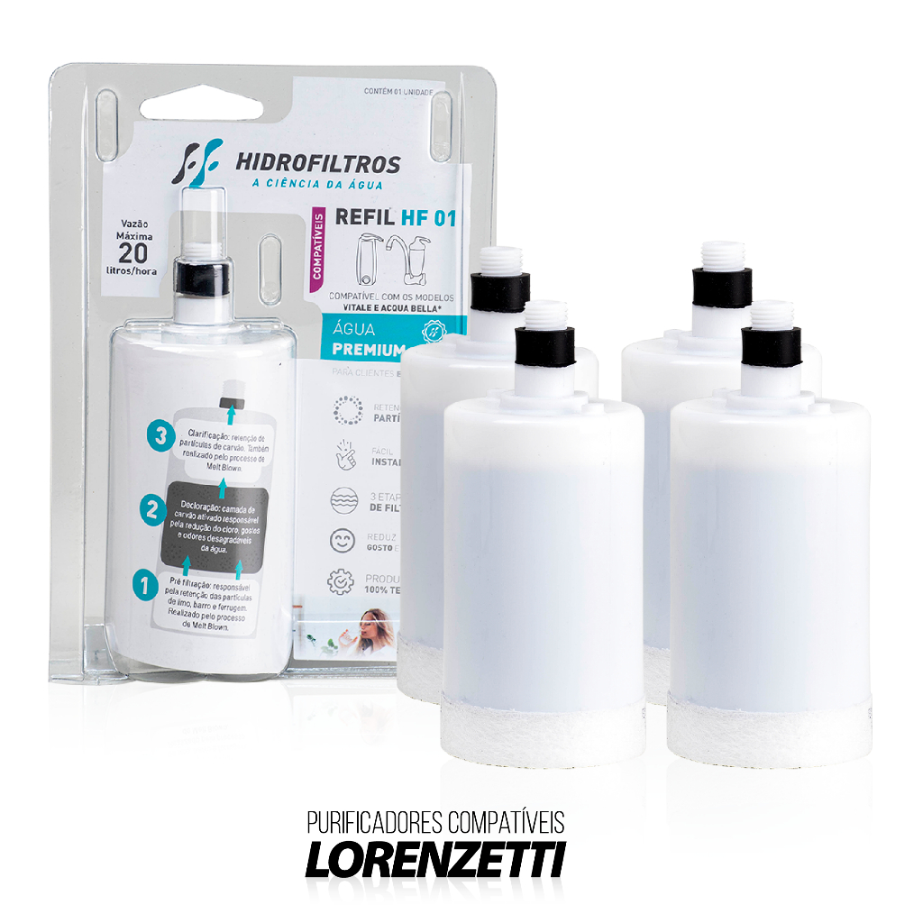 💧 Refil Compatível Lorenzetti Acqua Bella Vitale — Vela Filtro HF01 Hidrofiltros Kit 1 2 3 ou 4 UN
