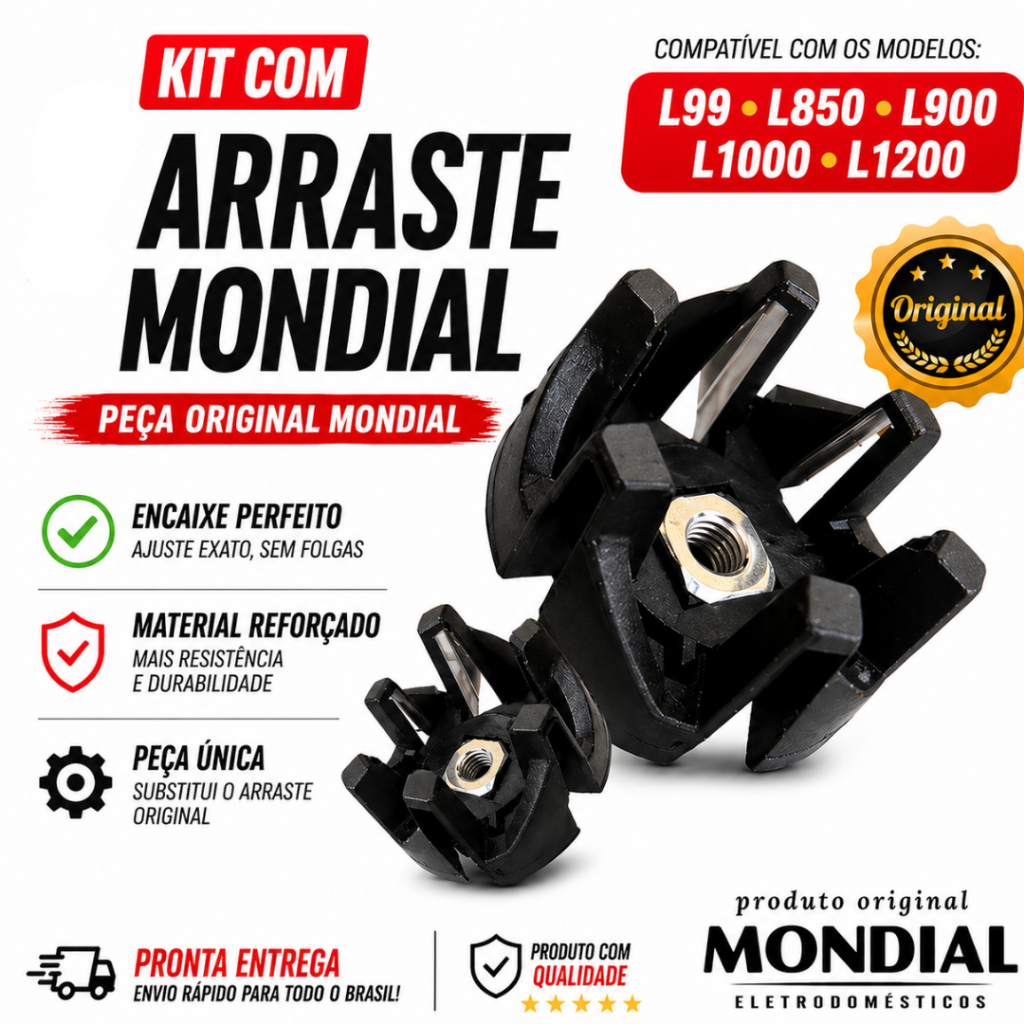 Arraste Copo Liquidificador Mondial L-99 L-850 L-900 L-1000 L-1200