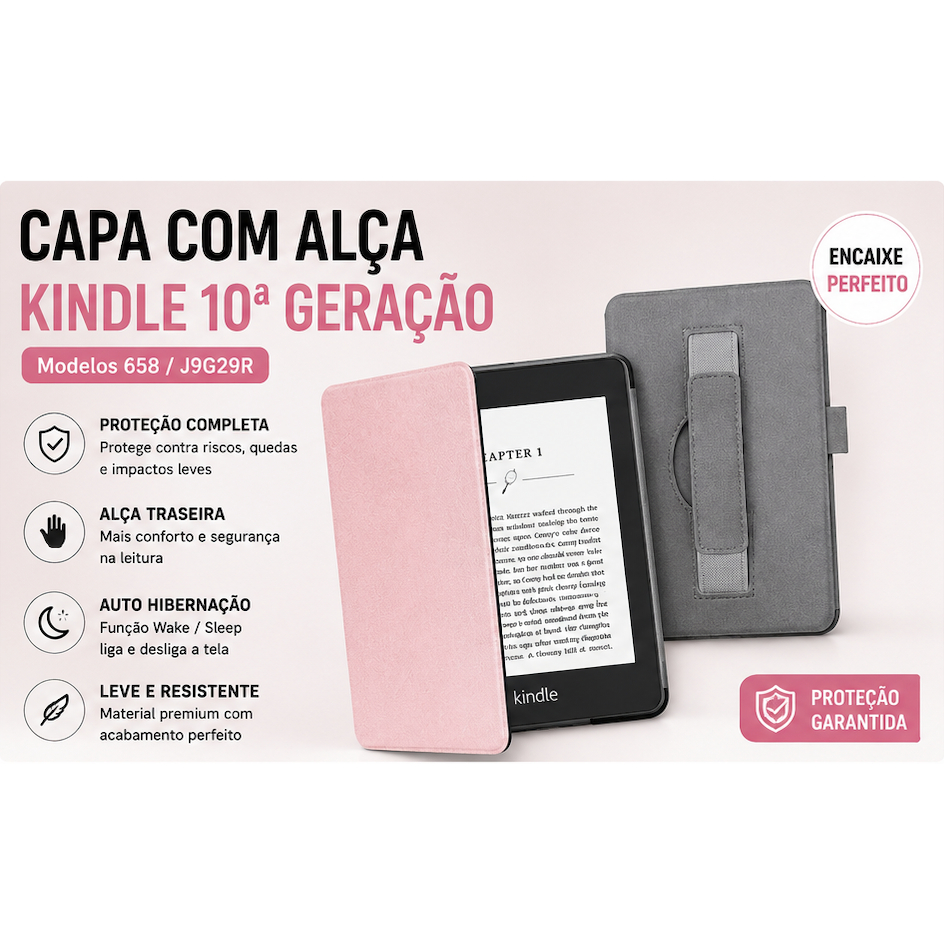 Capa Com Alça Kindle 10ª Geração 2019 J9G29R 658 Proteção Completa Auto Wake Sleep