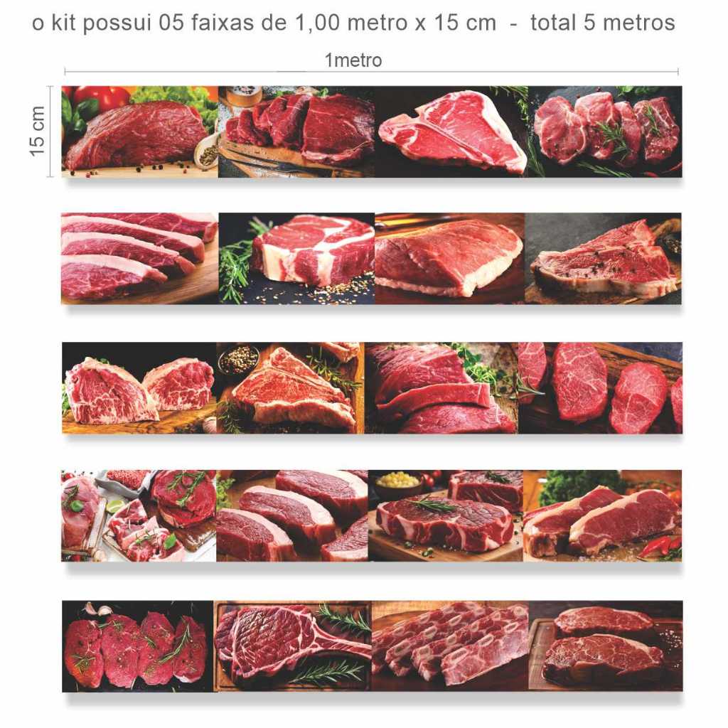 Adesivo De Parede Carnes Picanha Alcatra Açougue Mercado 5mt FC31