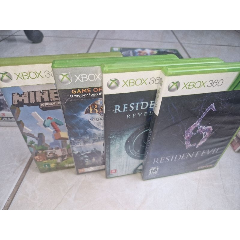 Coleção De Xbox 360 Original Mídia Física 4 Unidades Batman Arkham Asylum , Minecraft , Resident Evil Revelations e RE6