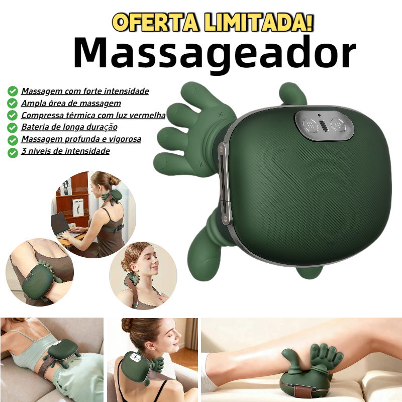 Massageador Pescoço e Ombro 3D Simulação de Mão Humana com Aquecimento Recarregável Portátil Relaxamento Profissional