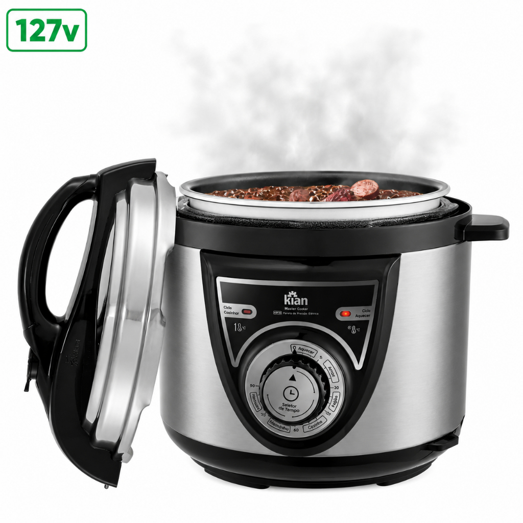 Panela de Pressão Elétrica Kian 4 L – Inox | PPM-101 | 127 V | Segurança, Praticidade e Cozimento Rápido