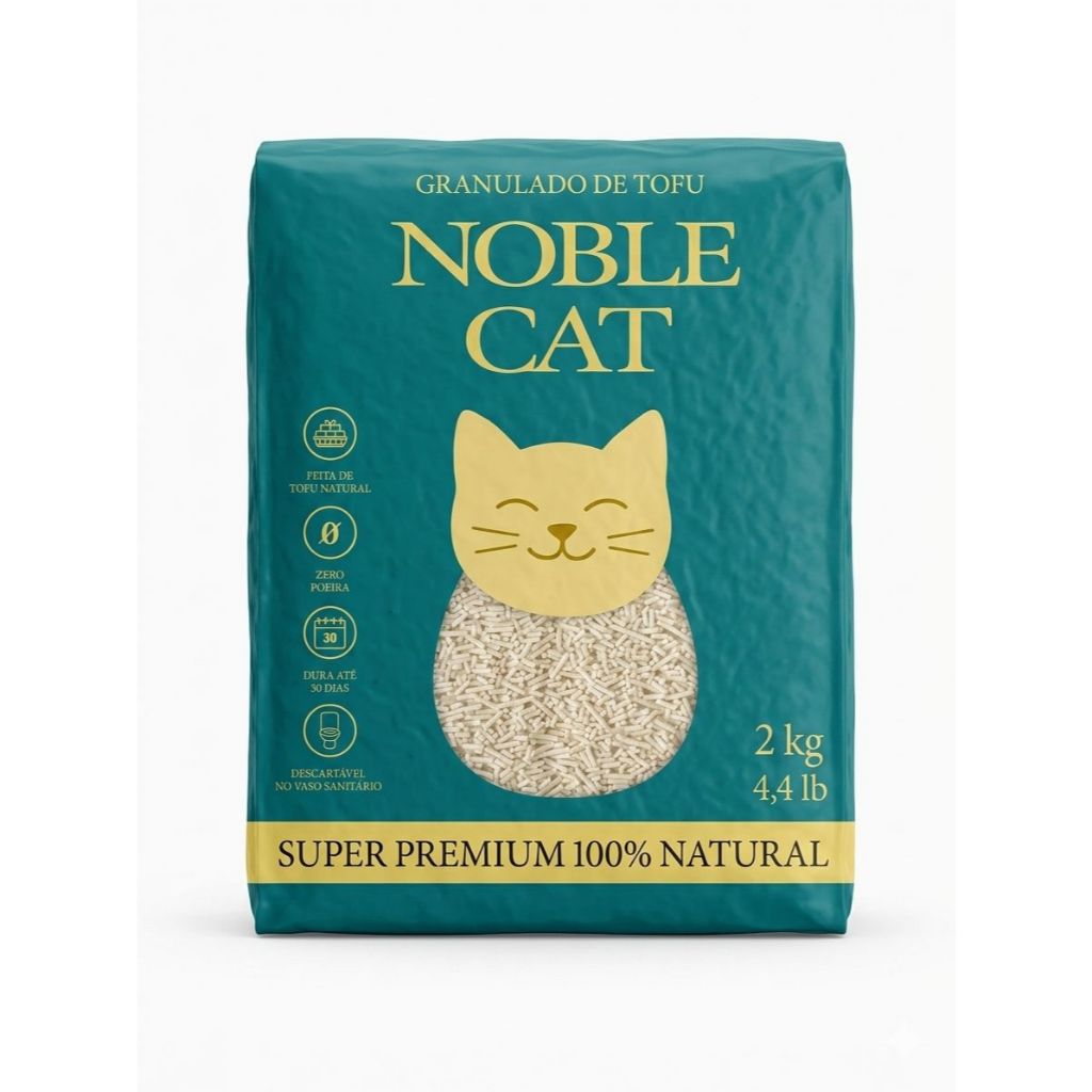 Granulado de Tofu para Gatos Noble Cat 2kg | Areia Higiênica Natural Biodegradável Sem Poeira