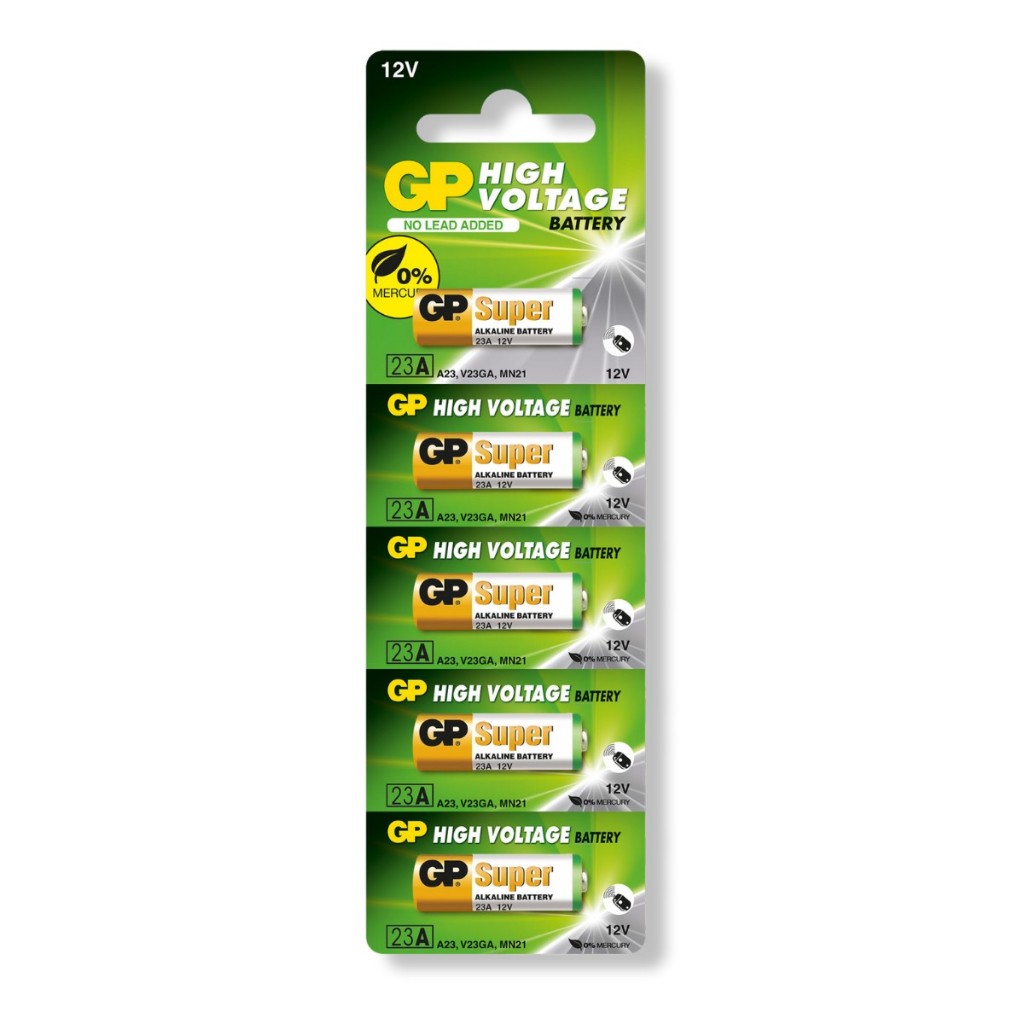 Pilha Alcalina 23A GP Super Bateria 12V MN21 V23GA A23 5 unidades