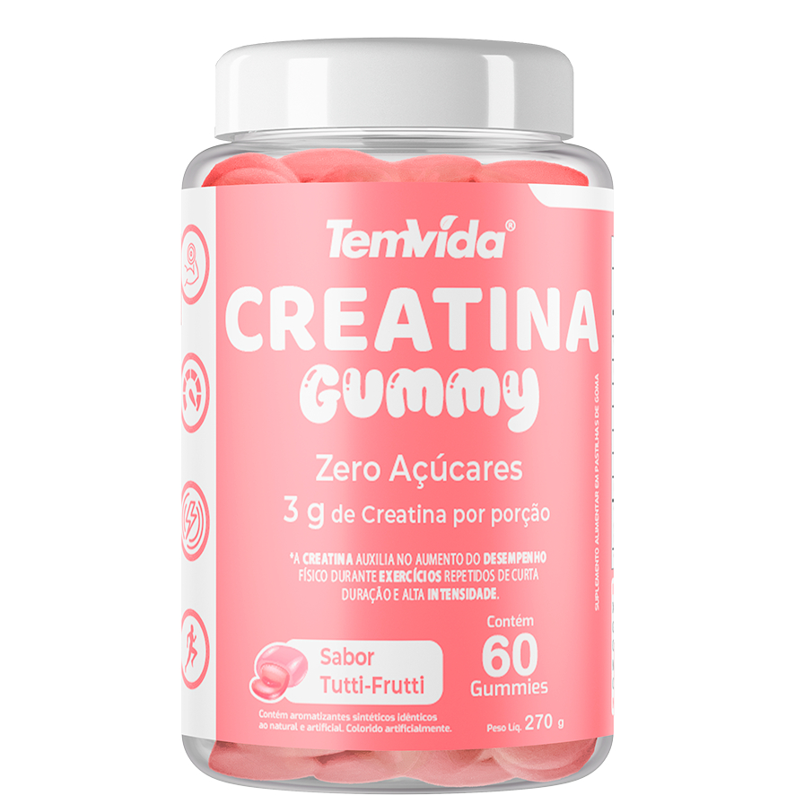 Creatina Gummy 3g de Creatina por porção sabores Tutti-Frutti e Maçã Verde 60 …