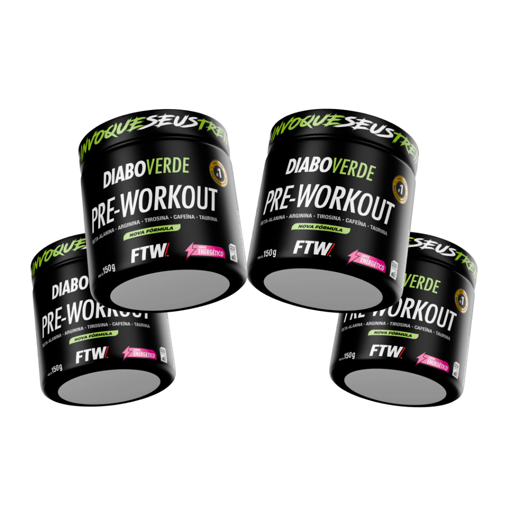 Kit 4x Pré Treino Diabo Verde Pre-Workout 150g - FTW