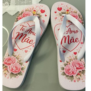 Chinelo Casual Floral Te Amo Mãe Confortável Antiderrapante do 28 ao 44