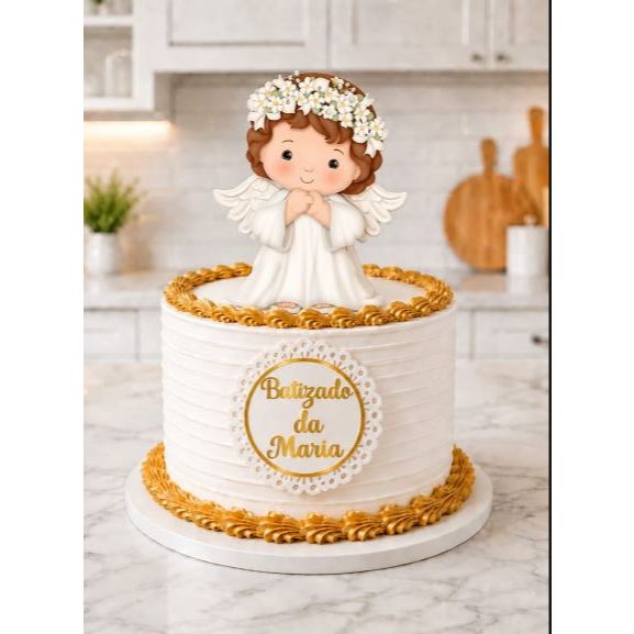 ￼Topo de Bolo Menina(o) Personalizado/Topo de bolo Batizado/Topper Batizado/decoração festa/ batizado