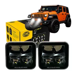Par Farol Auxiliar Milha LED Off Road Carro Picape Jipes Longo Alcance Preto Bivolt Farol Milha Led