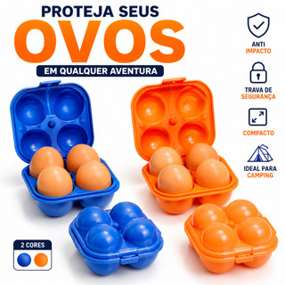 Porta Ovos Rígido Camping Case 4 Ovos Anti Impacto