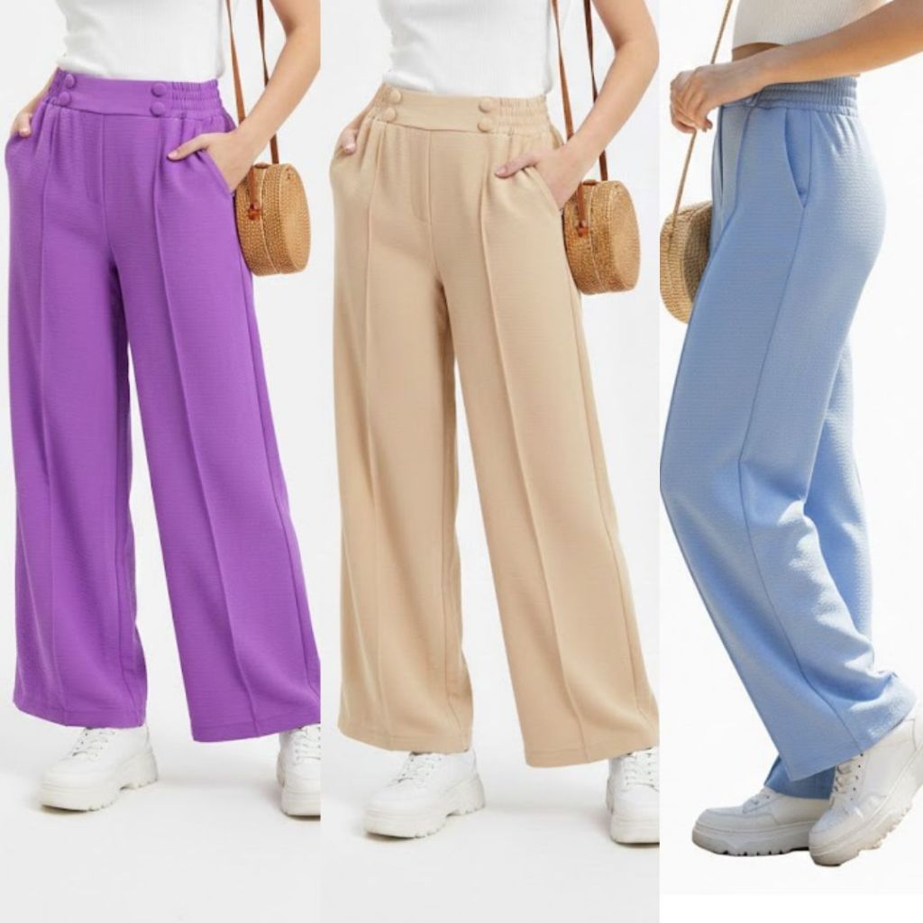 Calça Pantalona Juvenil em Duna Cintura Alta  Primavera Verão tam.10-12-14-16