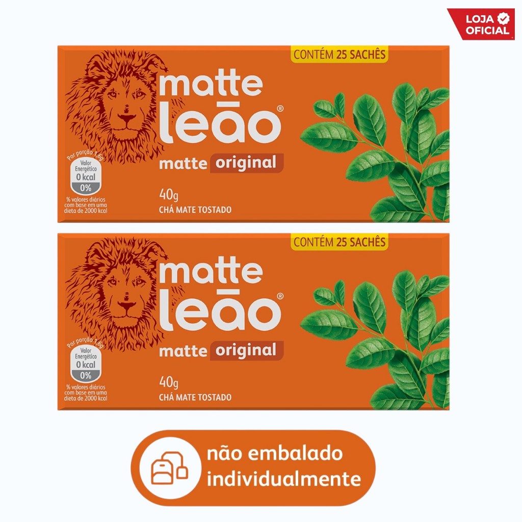 Chá Matte Leão Original - 2 Caixas com 25 Sachês