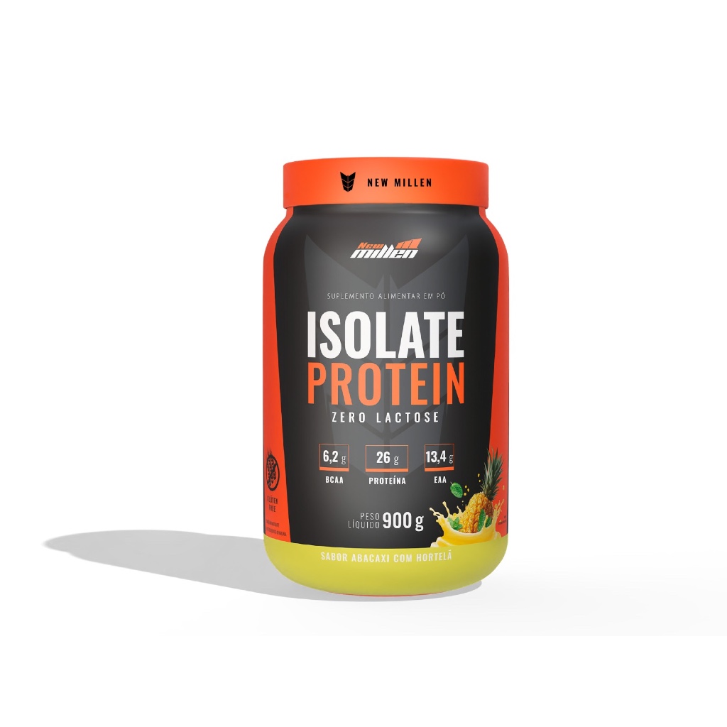 Whey Protein Isolado Zero Lactose Isolate Protein 900g New Millen Proteína Bovina Isolada sem glúten