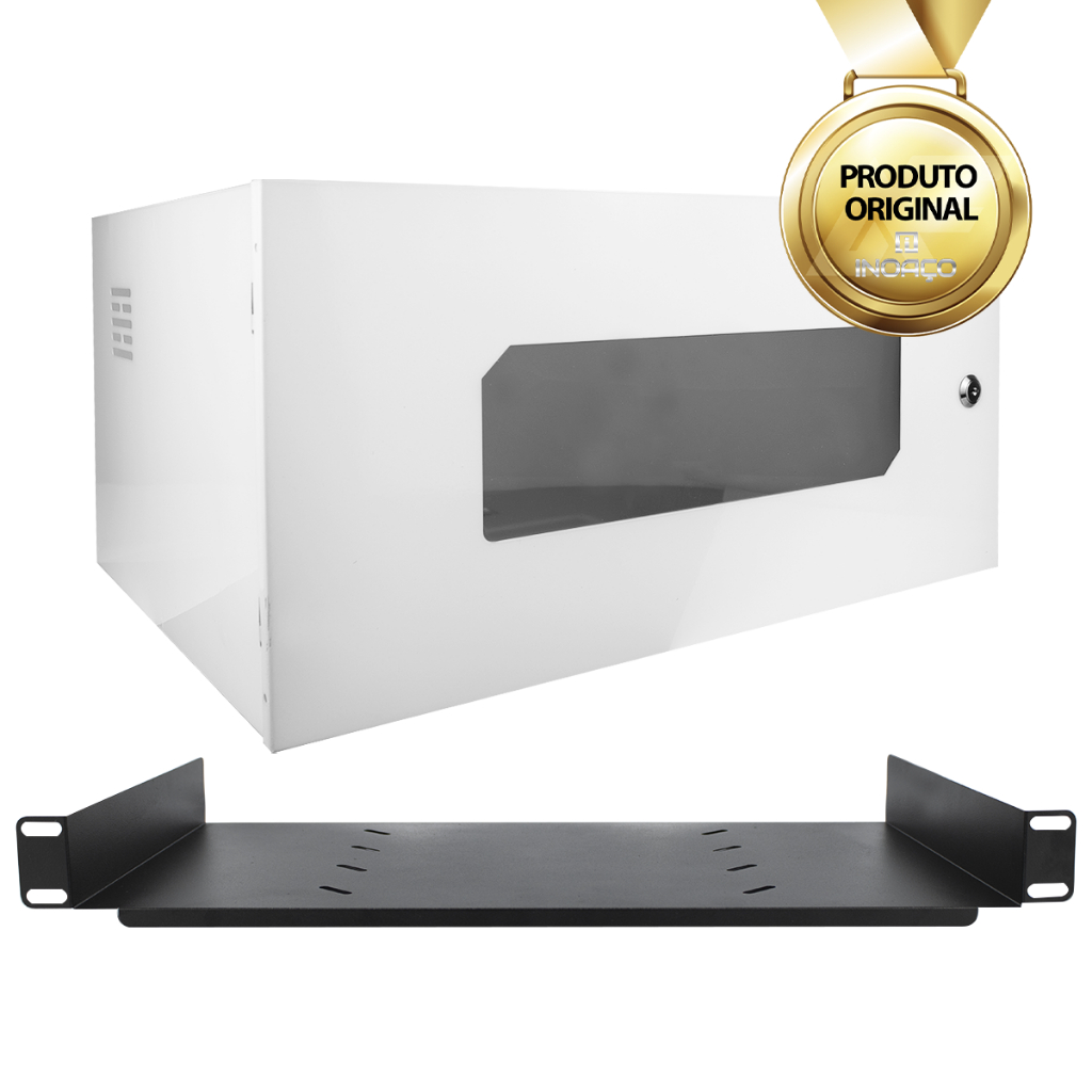 Mini Rack Organizador 5u Dvr Cftv Switch Com Bandeja E Tampa