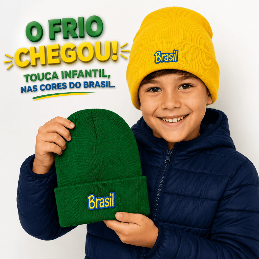 Touca de Frio Brasil Infantil Adulto Gorro Inverno Copa do Mundo Touca Quentinha Masculina Feminina