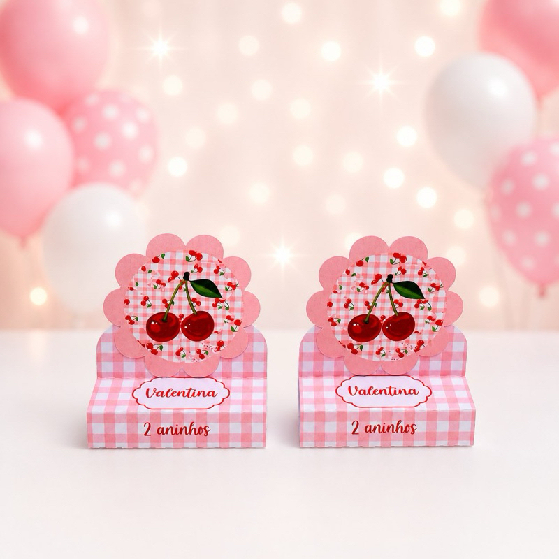 Porta Bis Duplo Cerejinha Personalizados/Lembrancinha de Festa/Aniversário/Lembrancinha Festa Infantil