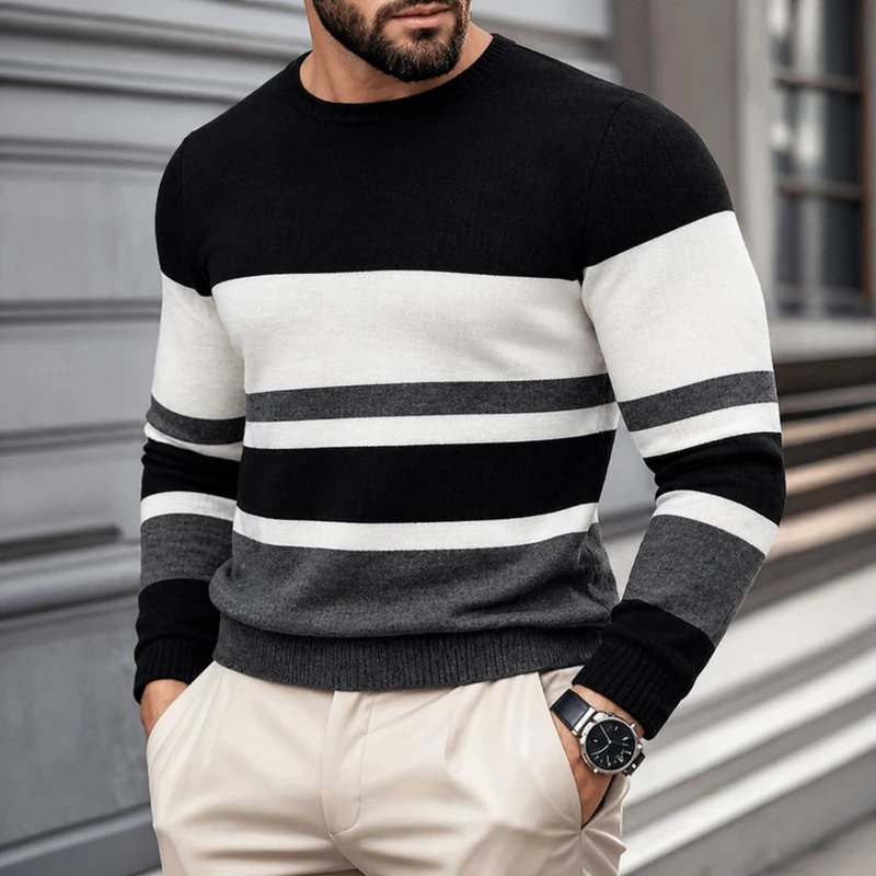 Suéter Masculino de Tricô em Lã Grossa Blusa de Frio Agasalho Quente para Inverno Manga Longa Casual Confortável
