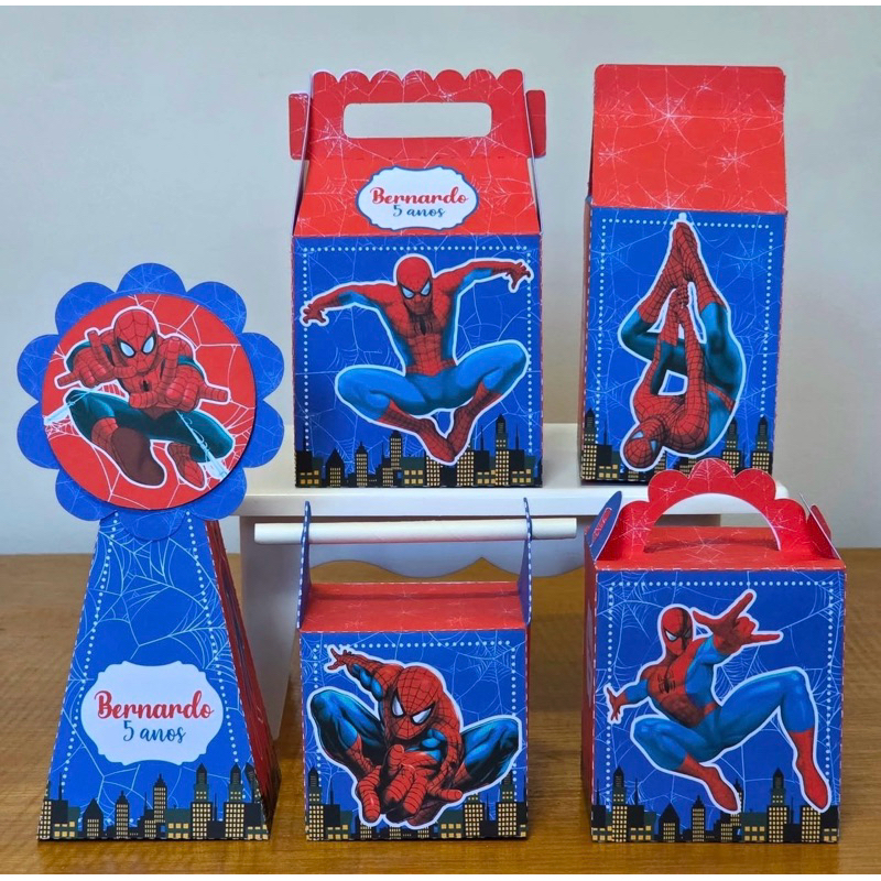 PEGUE E MONTE - Kit Festa Personalizados HOMEM ARANHA Lembrancinhas Caixinhas para festa
