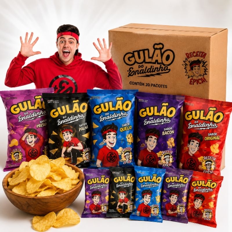 Kit Enaldinho 6 12 24 Salgadinho Gulão Mix Sabores Batata Churrasco Queijo PIpoca X Burguer Atacado Festa