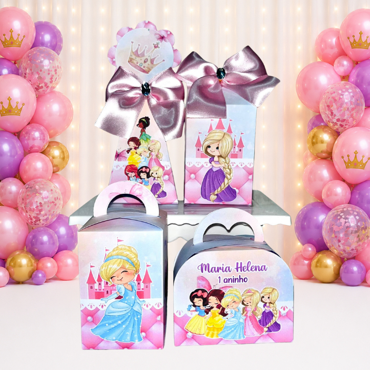 Kit Caixas Personalizadas PRINCESAS CUTE PRINCESINHAS CUTE - Lembrancinhas Caixinhas Kit Festa para festa MONTADO