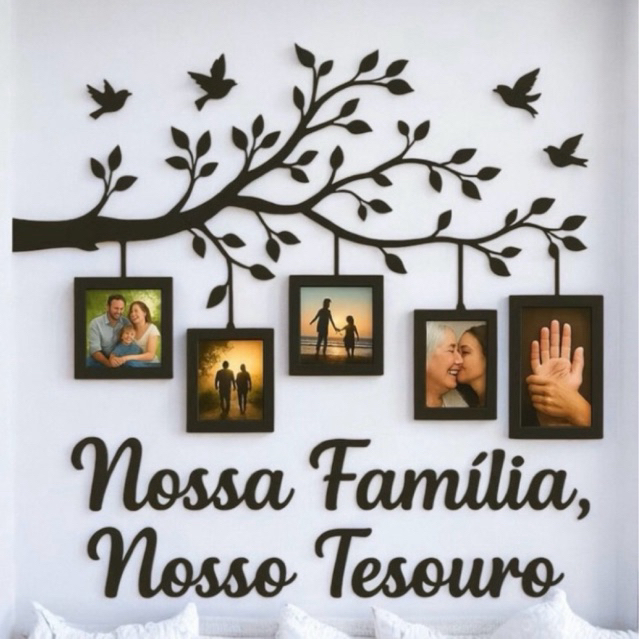 Quadro Porta Retrato Parede Decorativo MDF 10x15 Árvore Molduras Foto Família