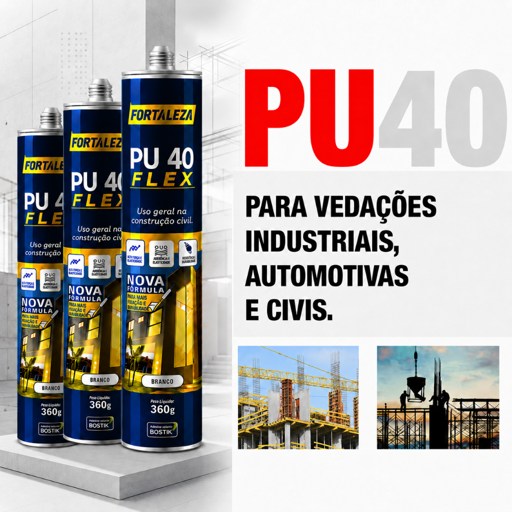 PU 40 Cola Selante Para Vedação 360gr Branco, Cinza, Preto