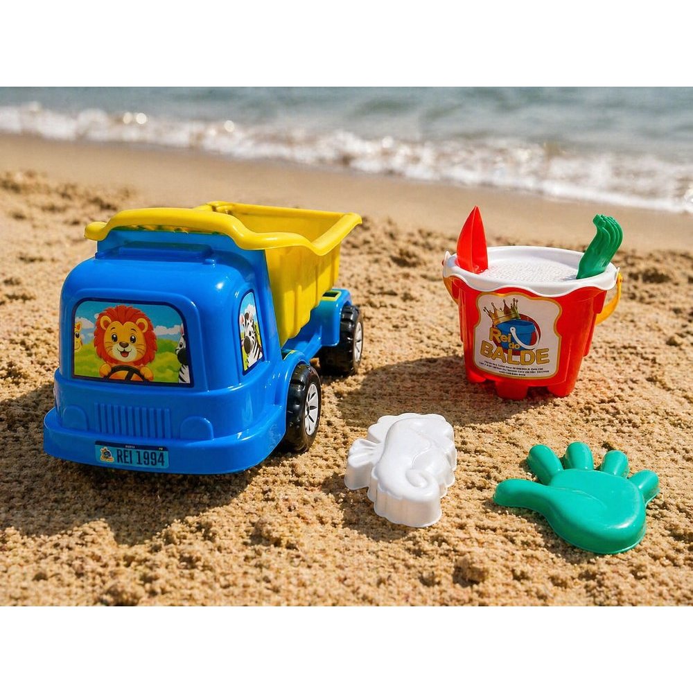 Kit Brinquedos Praia Infantil Baldinho Colorido Balde Areia