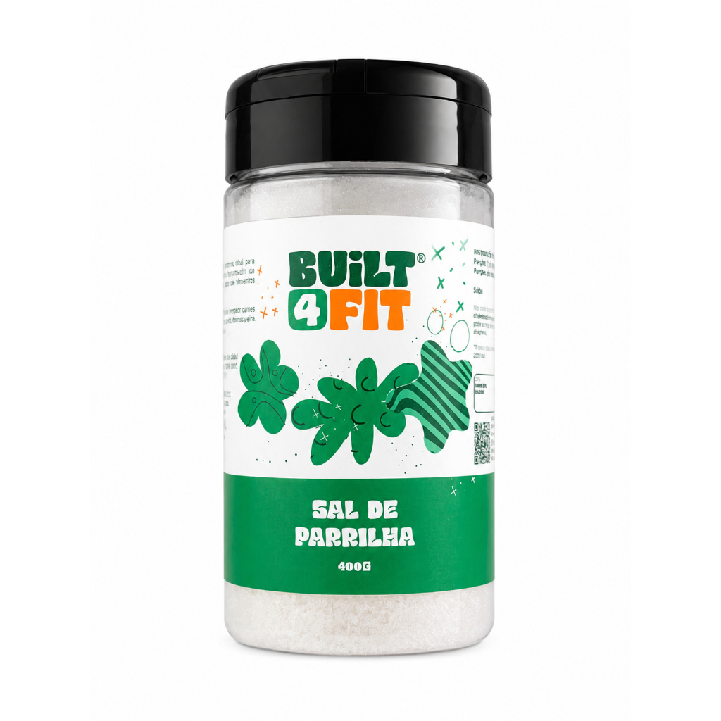 Sal de Parrilha Built 4 Fit Grãos Finos Para Churrasco Carnes Hamburguer 400g Tampa Dupla