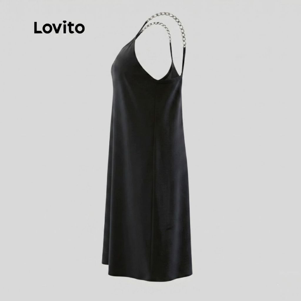 Lovito Vestido Feminino Curto com Alças de Correntes DRB961BRL991 · foto 2