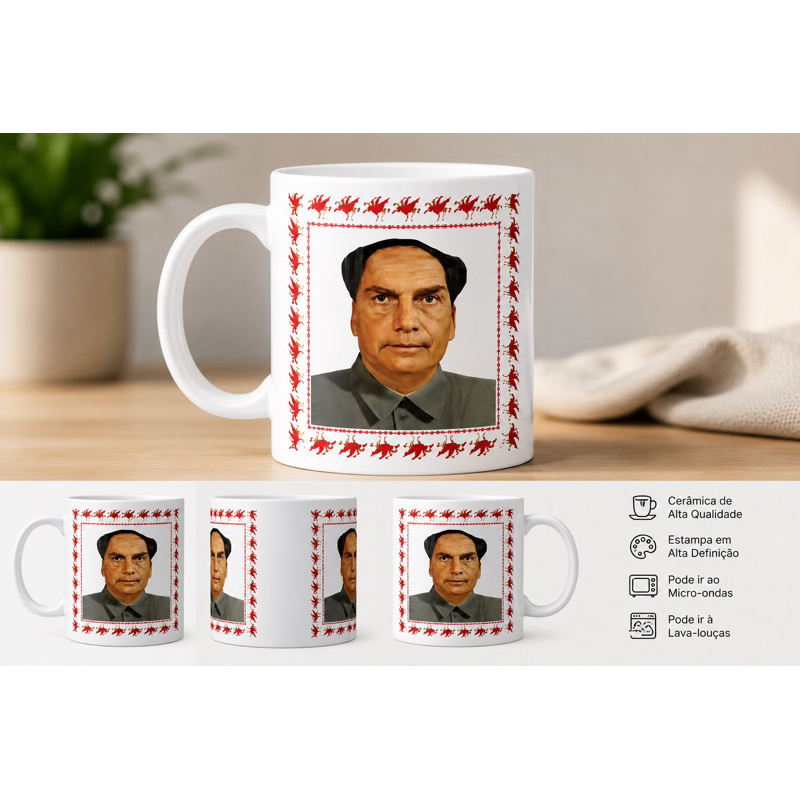 Caneca Meme - Bolsonaro Tsé - Presente - Social Credit Batle - Bolsoxina Presente 325ml Porcelana