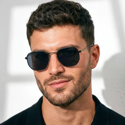 Oculos de Sol Hexagonal Preto Original Premium Classico Fino Elegante uv400 Masculino Feminino