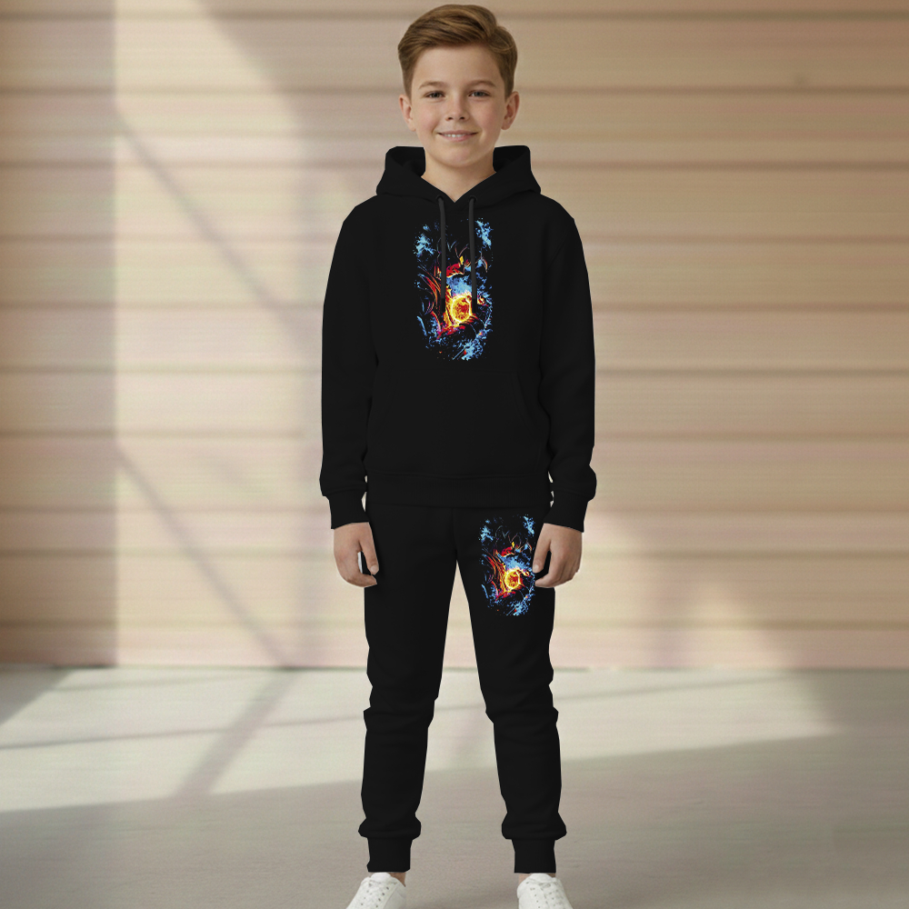 Conjunto Moletom Goku Esfera Infantil Blusa Canguru e Calça Flanelado Do Tamanho 2 ao 16