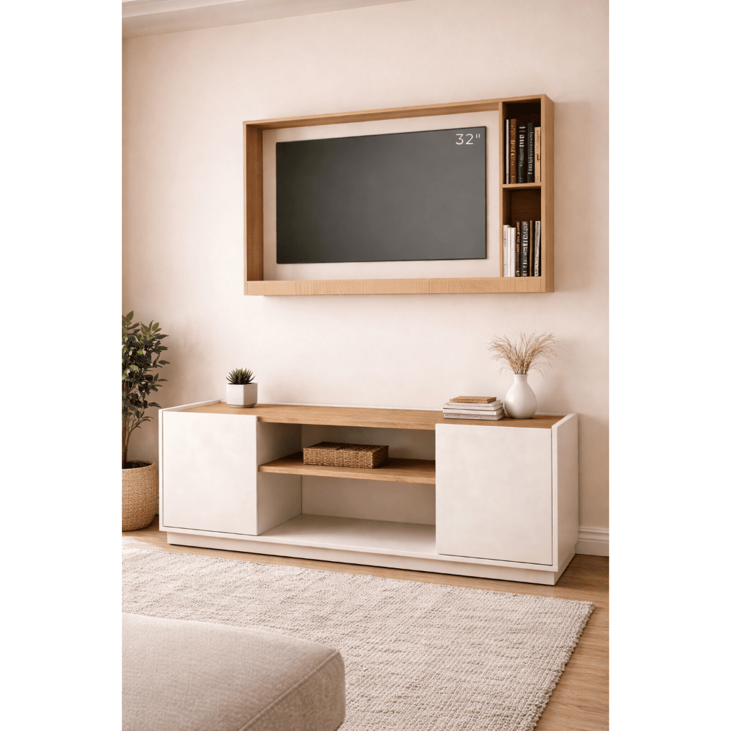 Rack Painel Moscou Com Rodapé prateleira Para Sala quarto Home moderno