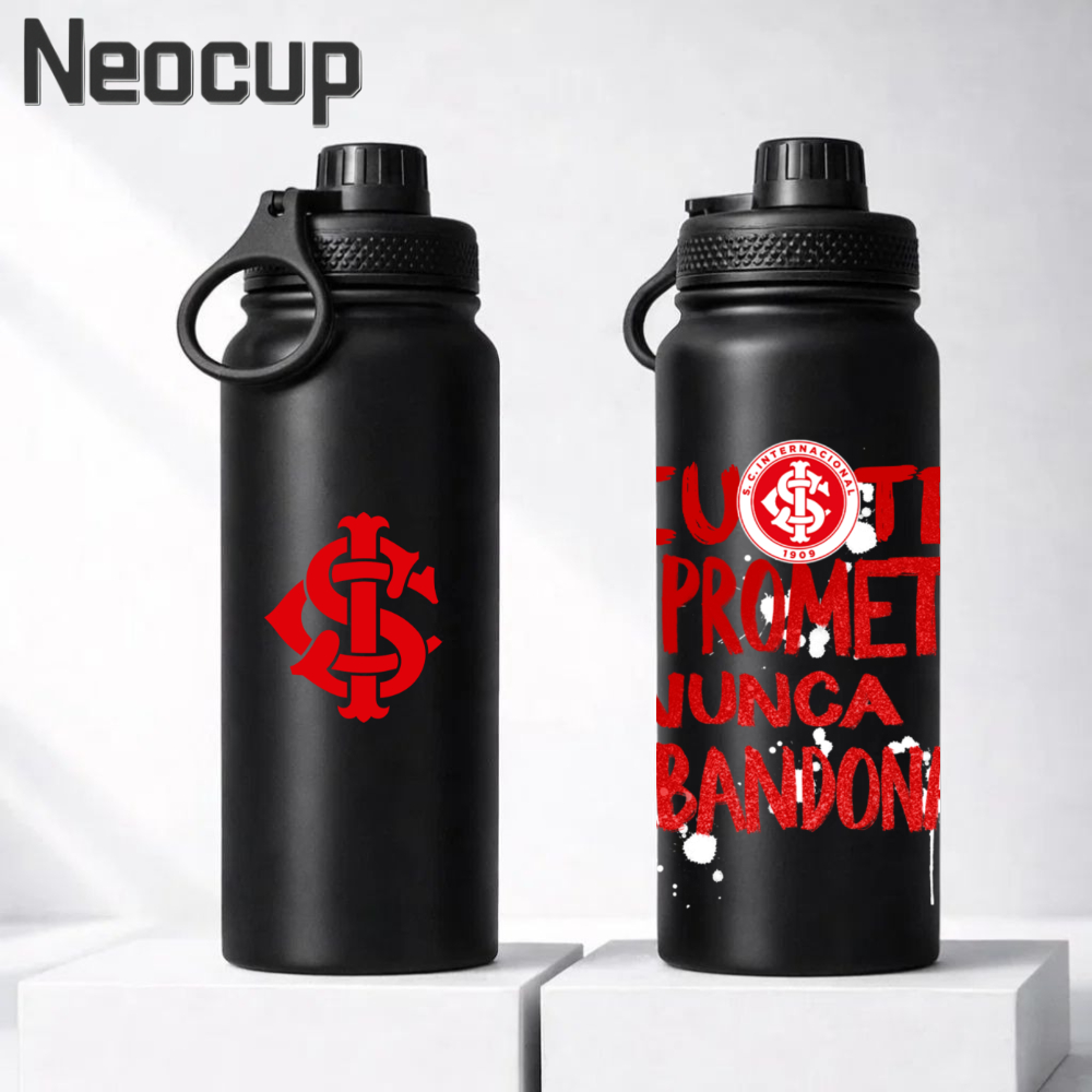 Garrafa Térmica Aço Inoxidável 304 Time de Futebol Internacional com alça e com tampa 600ml