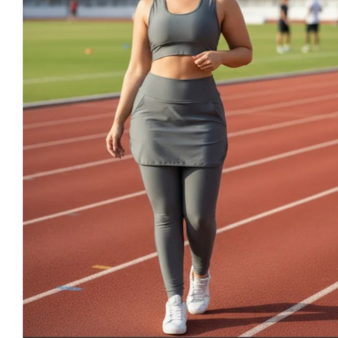 Leg Legging Saia Fitness Evangélica bolso Feminina Cinza