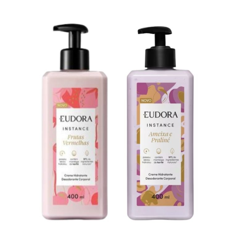 Kit Creme Hidratante Corporal Instance Ameixa e Praliné 400ml + Frutas Vermelhas 400ml
