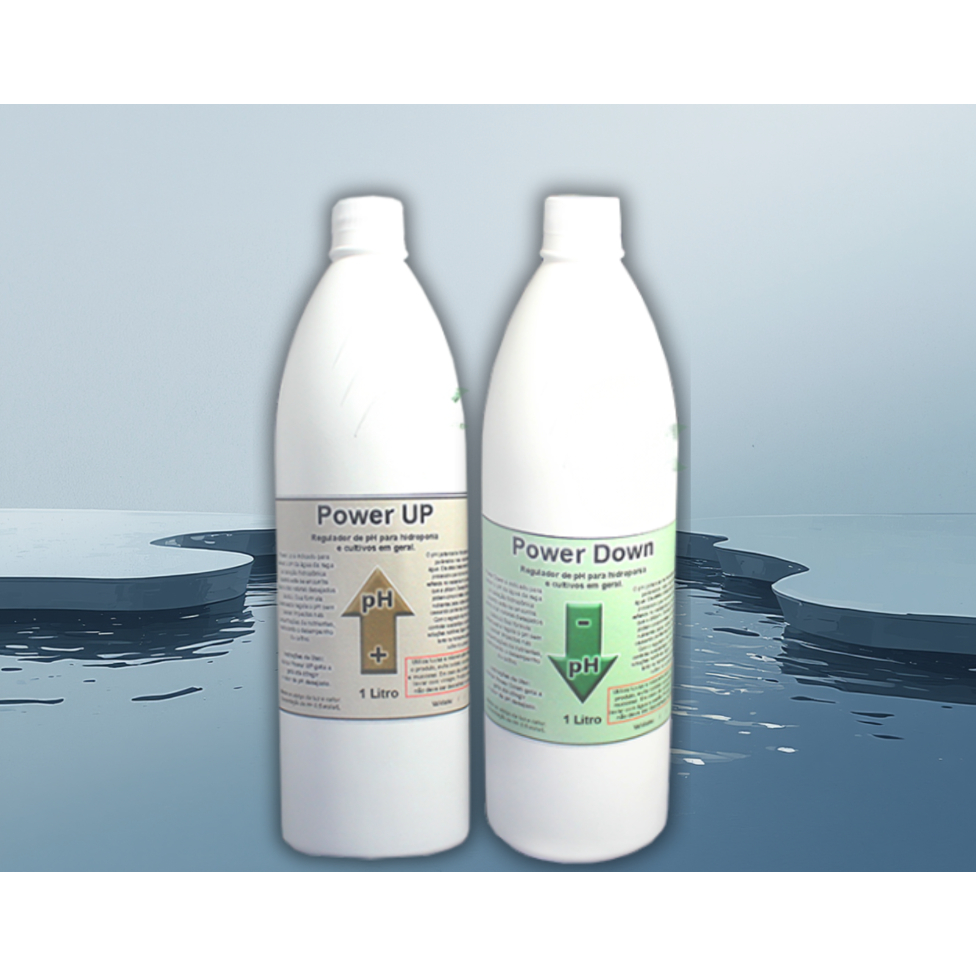 Kit Regulador pH UP Down 1 Litro para Substratos de Cultivo, Hidroponia, Piscina, Aquários, Subir ou Baixar o pH