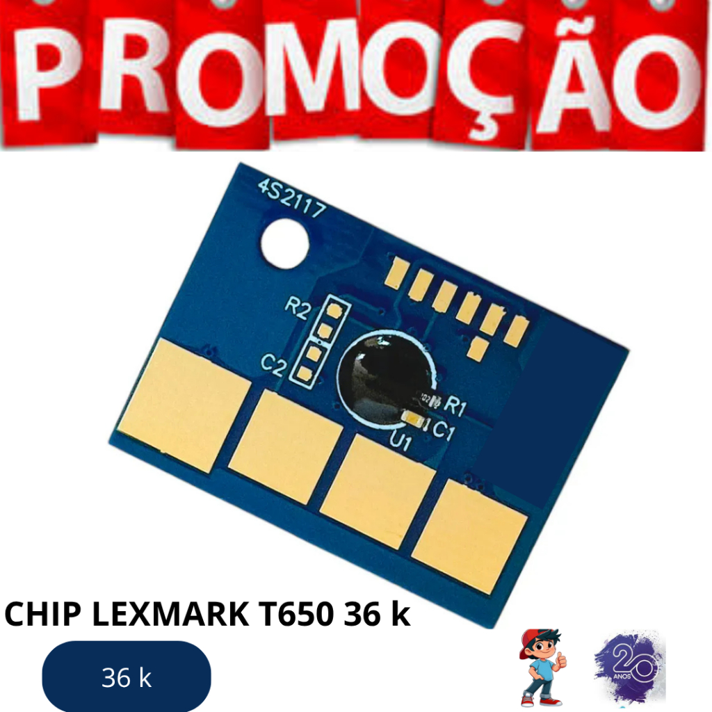 Chip Toner Lexmark T650 T652 T654 X654 X656 36K Compatível