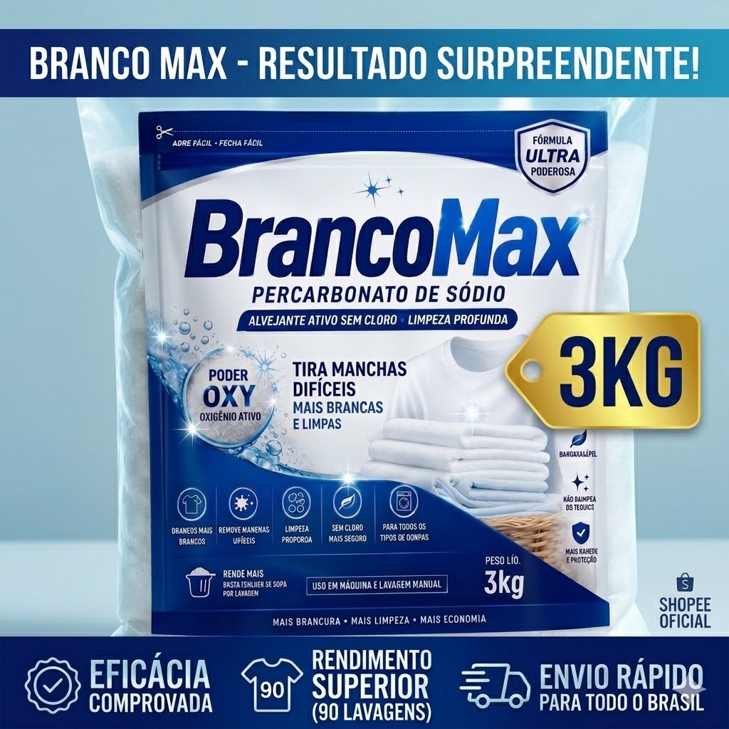Percarbonato de Sódio 100% Puro Limpeza Em Geral Tira Manchas Roupas Brancas 500g/1kg /2kg /3kg