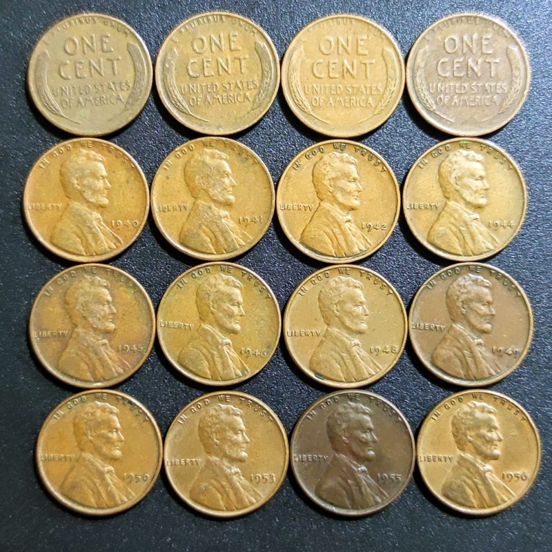 Set de 12 Moedas de 1 Centavo Dólar Americano 🇺🇸 Trigo Lincoln Wheat Cent