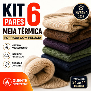 Kit 6 Meias Térmica Grossa Quente Inverno Frio Forrada (IMPULSIONA STORE)
